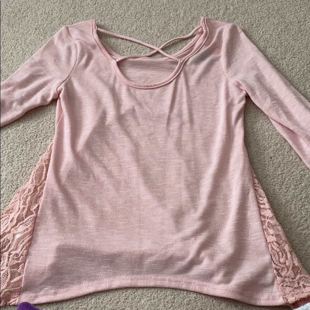 Girls Light Pink Long Sleeve Top